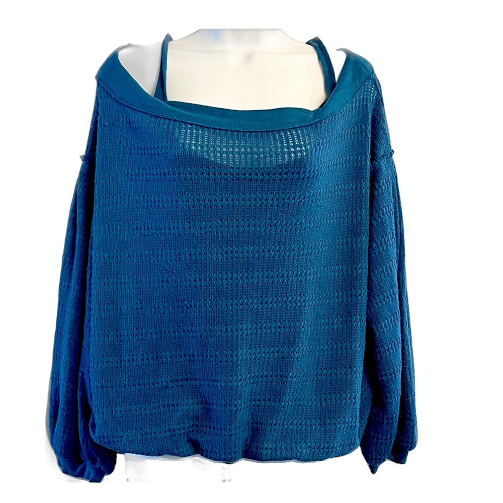 Free People Off Shoulder Sweater with Faux Straps